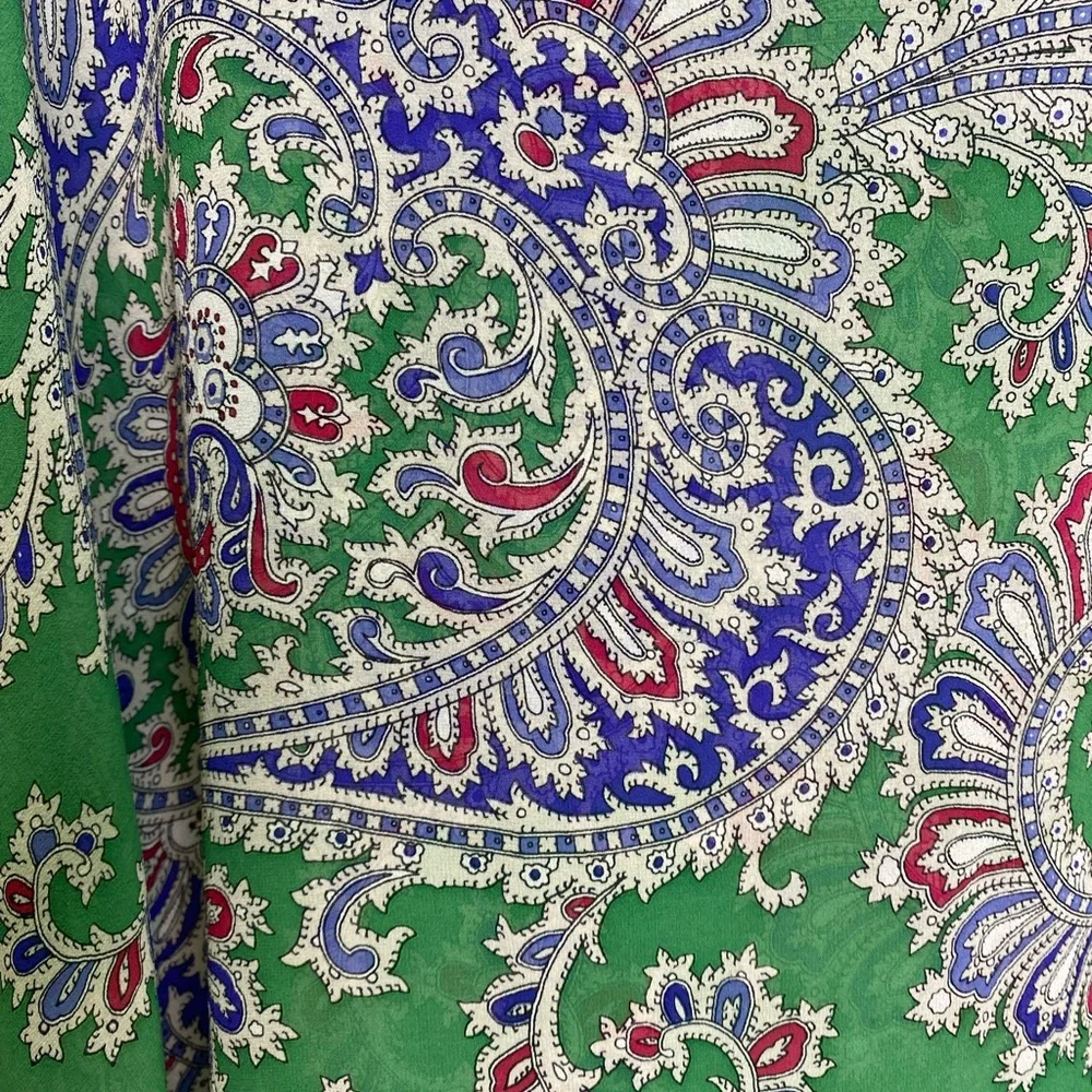 Talbots Green Paisley Handkerchief Top | Boho Poncho Style
